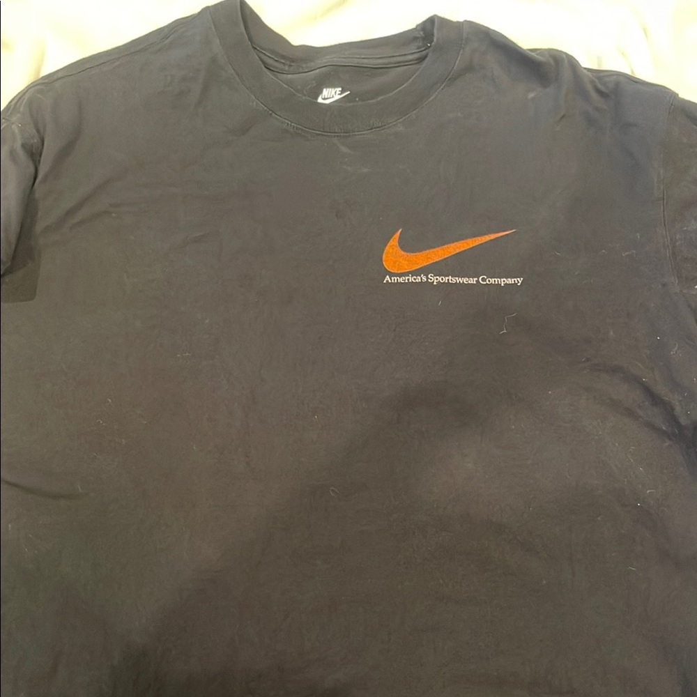 Nike Black and Orange Short Sleeve Tee